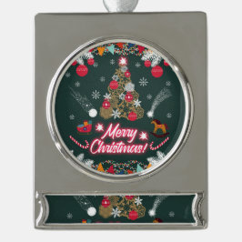 Evergreen Joy of Christmas Banner-Ornament Silber