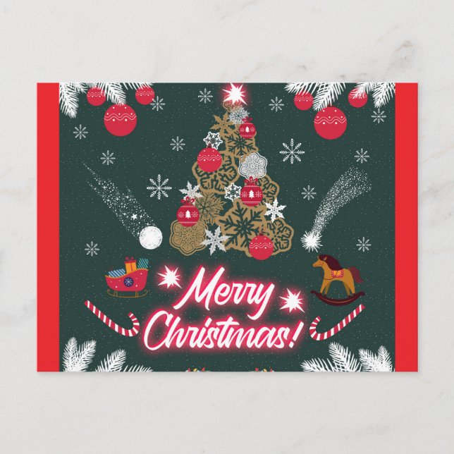 Evergreen Joy of Christmas Feiertagspostkarte (Vorderseite)