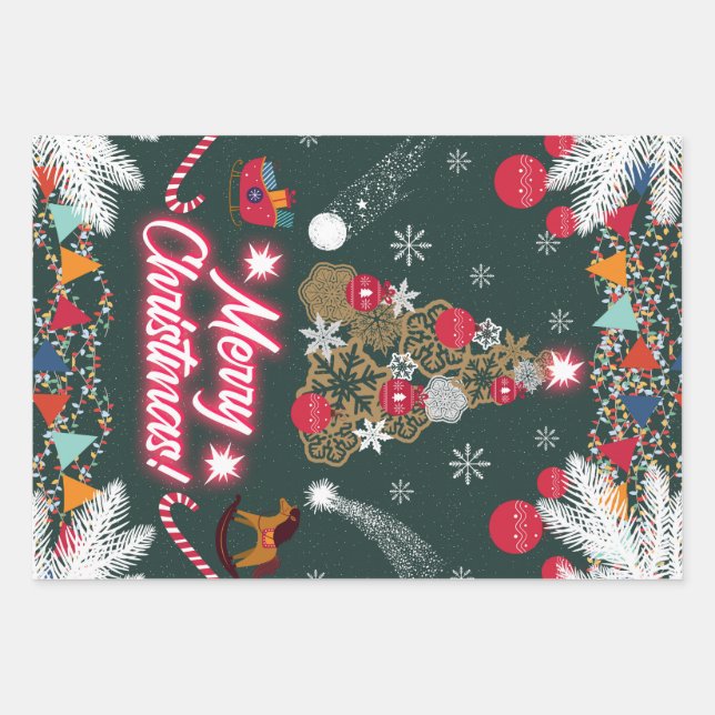 Evergreen Joy of Christmas Geschenkpapier Set (Vorderseite)