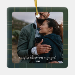 Evergreen Kariert Verlobung | Rustikaler Flannel T Keramikornament