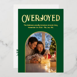 Evergreen Luxe Baby Birth Ankündigung Foto