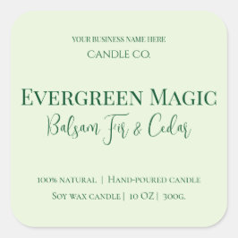 Evergreen Magic Christmas Candle Label | Custom Quadratischer Aufkleber
