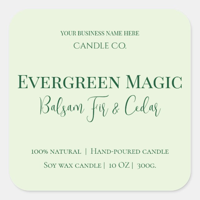 Evergreen Magic Christmas Candle Label | Custom Quadratischer Aufkleber (Vorderseite)