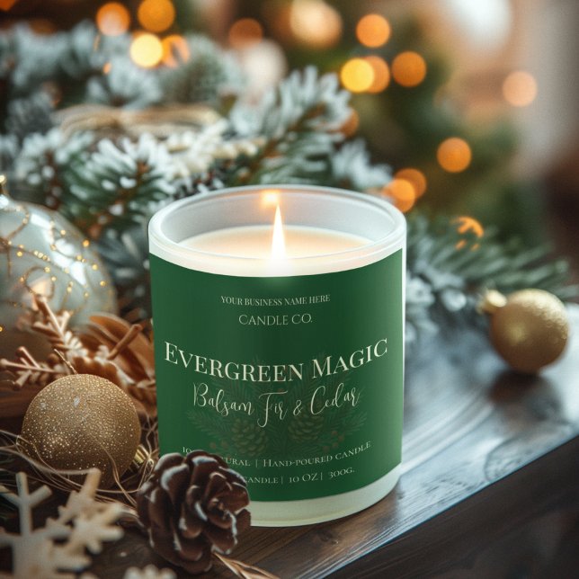 Evergreen Magic Christmas Candle Label | Custom Quadratischer Aufkleber (Von Creator hochgeladen)