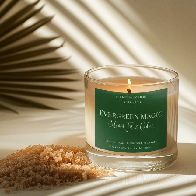Evergreen Magic Christmas Candle Label | Custom Quadratischer Aufkleber (Von Creator hochgeladen)