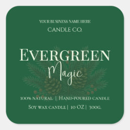 Evergreen Magic Christmas Candle Label | Custom Quadratischer Aufkleber