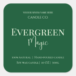 Evergreen Magic Christmas Candle Label | Custom Quadratischer Aufkleber