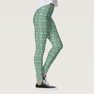 Evergreen mit weißem Crochet Lace-Muster Leggings