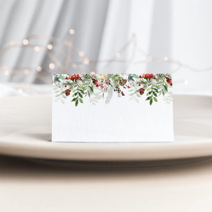 Evergreen moderne Winterhochzeit Platzkarte
