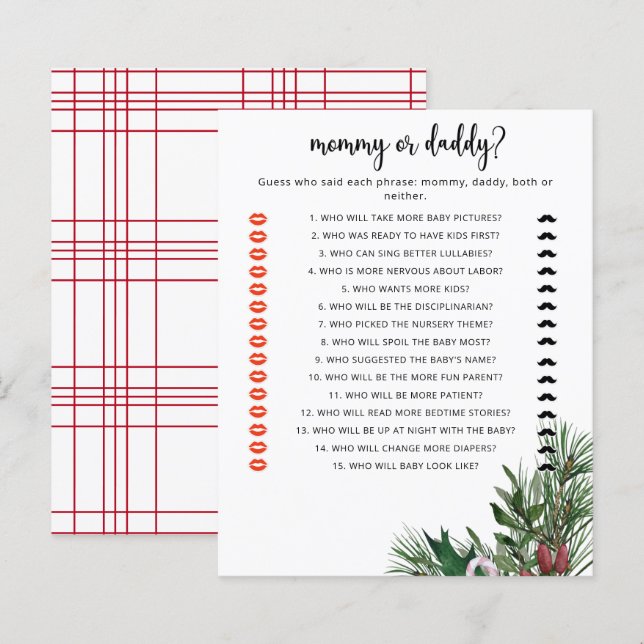 Evergreen Mommy oder Daddy Baby Dusche Spiel (Vorne/Hinten)