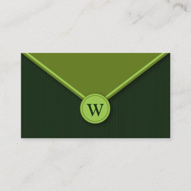 Evergreen Monogram Elegant Envelope Business Cards Visitenkarte (Vorderseite)