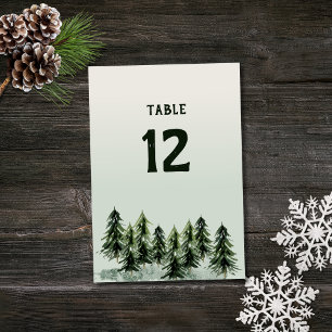 Evergreen Mountain Forest Green Black Tischnummer