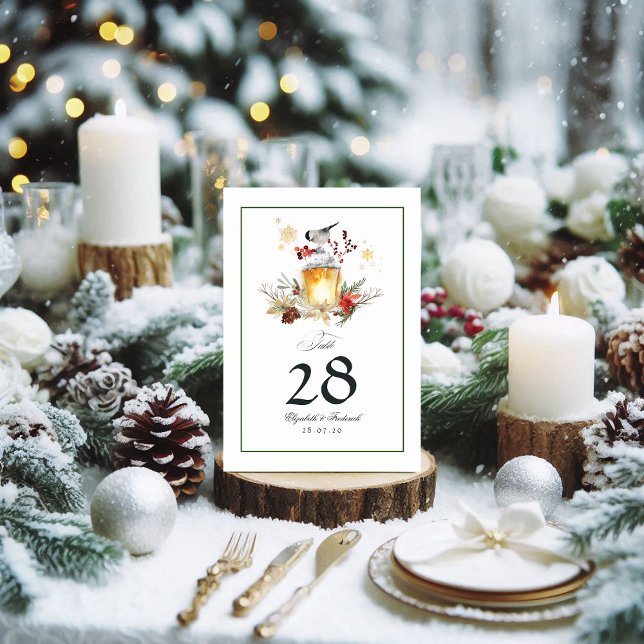 Evergreen Pine and Spruce Winter Wedding Tischnummer (Evergreen Pine and Spruce Winter Wedding Table Number)