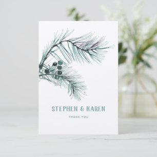 Evergreen Pine Needles Elegante Wedding Vielen Dan Dankeskarte