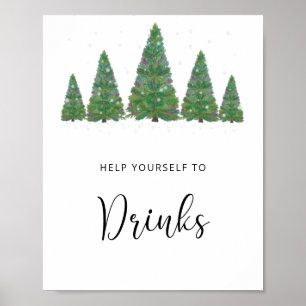 Evergreen pine tree Drinks Poster