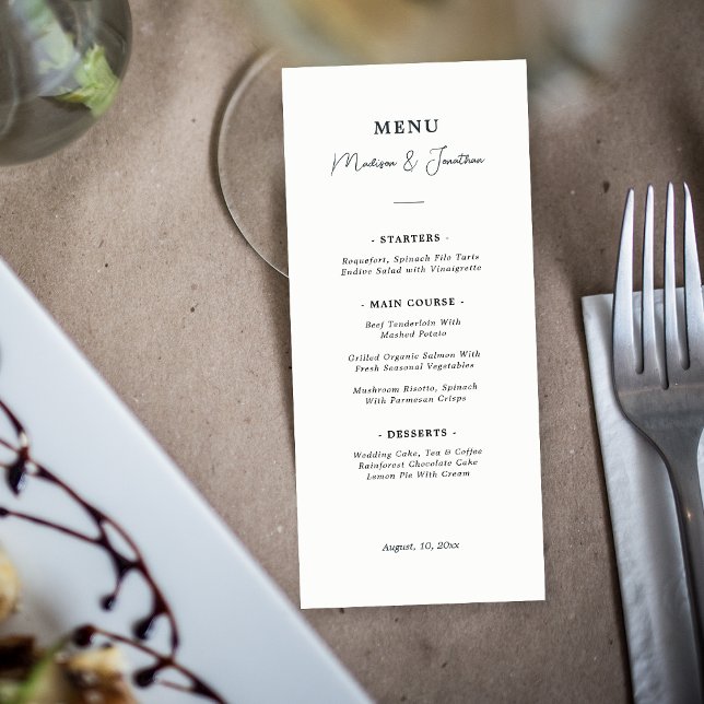 Evergreen Pine Tree Mountain Black & White Wedge Menükarte (Von Creator hochgeladen)