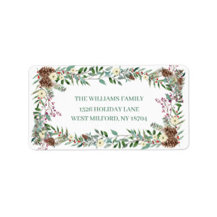 Evergreen Pinecone Floral Christmas Adresse Adressaufkleber