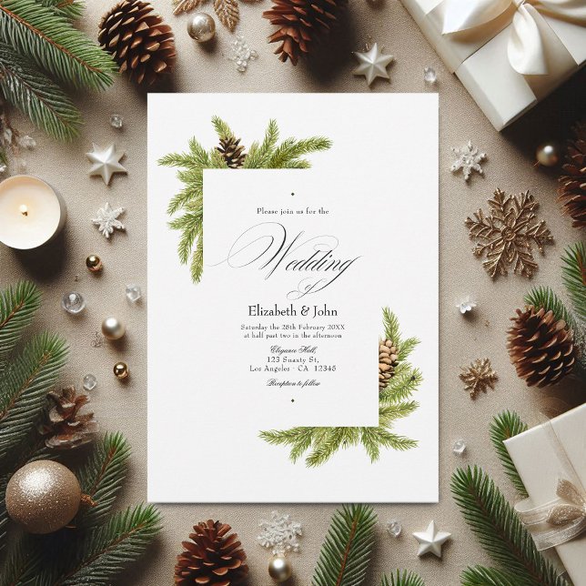 Evergreen Pines Winter Wonderland Wedding QR Code Einladung (Evergreen Pines Winter Wonderland Wedding QR Code Invitation)
