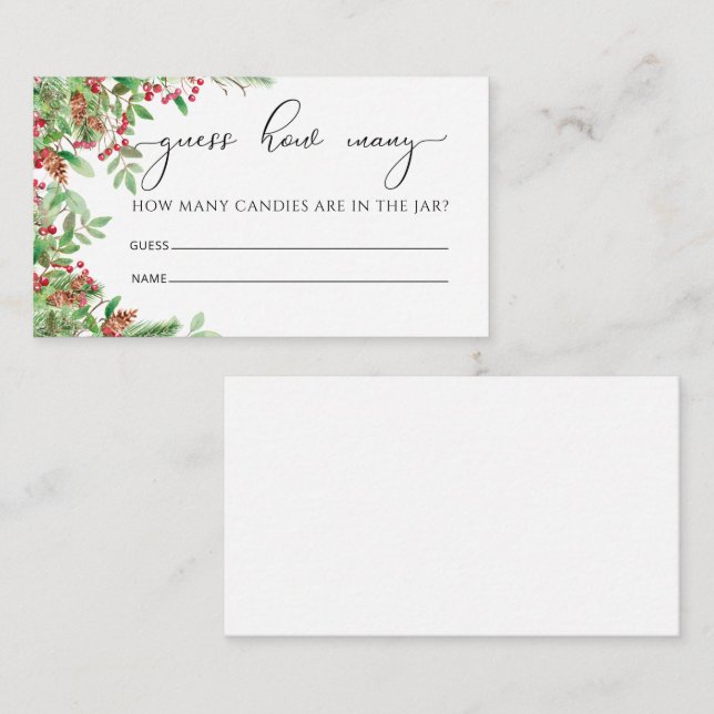 Evergreen rät wie viele Candies-Einschlusskarten Begleitkarte (Vorne/Hinten)