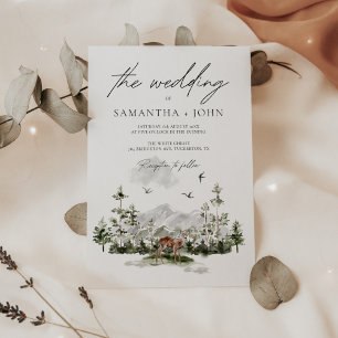 Evergreen Rustic Mountain Forest Boho Wedding Einladung