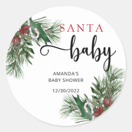 Evergreen Santa Baby Dusche Runder Aufkleber