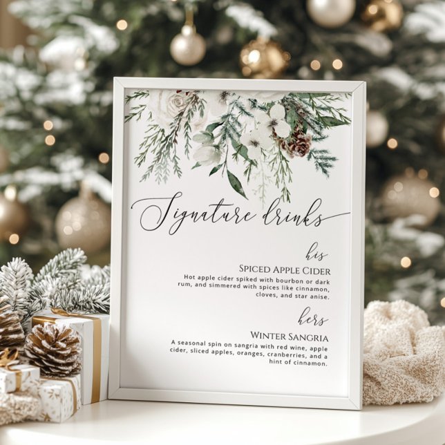Evergreen Signature trinkt Winterhochzeit Poster (Von Creator hochgeladen)