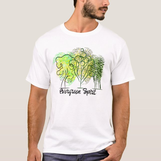 Evergreen Spirit mit Bäumen T-Shirt (Vorderseite)