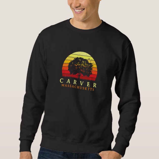 Evergreen Sunset Carver Oak Tree Massachusetts Bur Sweatshirt (Vorderseite)