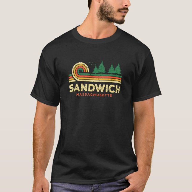 Evergreen Sunset Sandwich Forest Massachusetts Woo T-Shirt (Vorderseite)