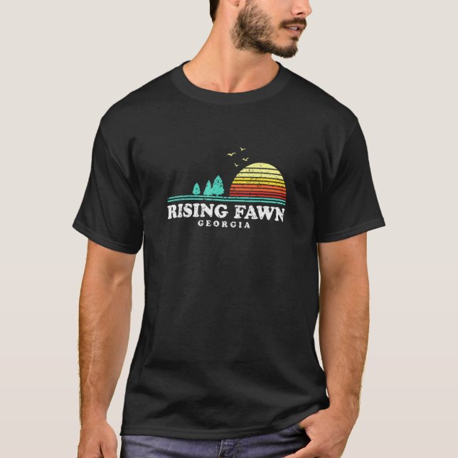 Evergreen Sunset steigender Faenwald Georgien Wald T-Shirt (Vorderseite)