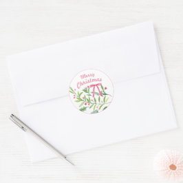 Evergreen Swag | Frohe Weihnachten Runder Aufkleber