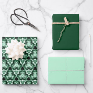 Evergreen Swirl mit Solids Geschenkpapier Set