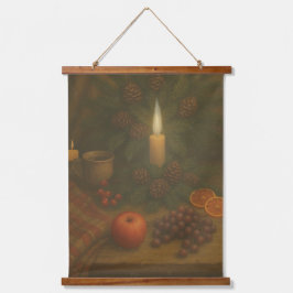 Evergreen Table – Candlelight and Calm Wandteppich Mit Holzrahmen