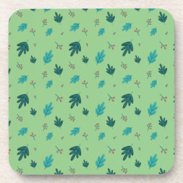 Evergreen Tree Blätter & Red Holly Berries Getränkeuntersetzer