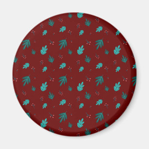 Evergreen Tree Blätter & Red Holly Berries Magnet