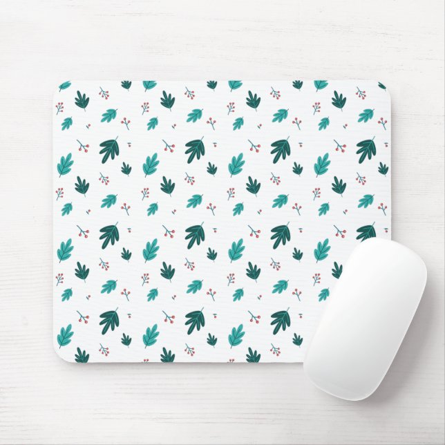 Evergreen Tree Blätter & Red Holly Berries Mousepad (Mit Mouse)