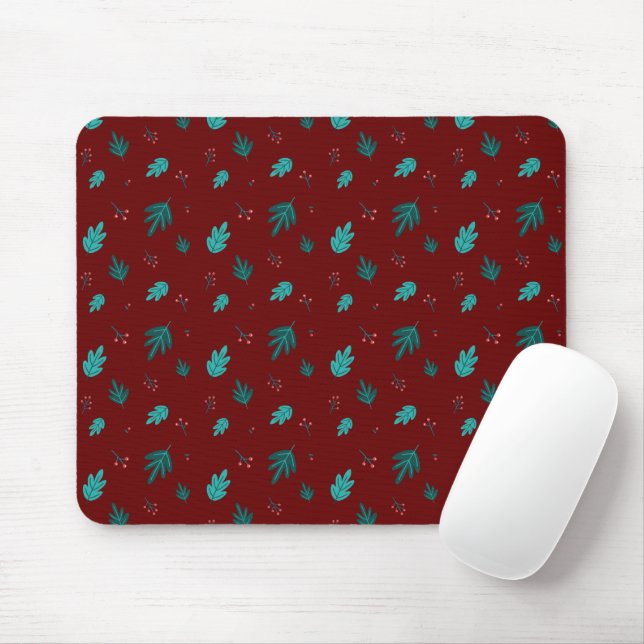 Evergreen Tree Blätter & Red Holly Berries Mousepad (Mit Mouse)