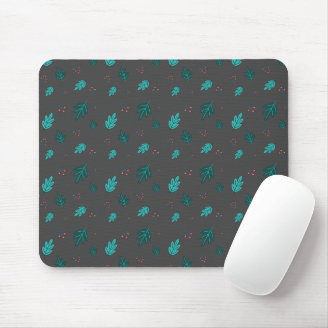 Evergreen Tree Blätter & Red Holly Berries Mousepad (Mit Mouse)