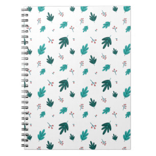 Evergreen Tree Blätter & Red Holly Berries Notizblock