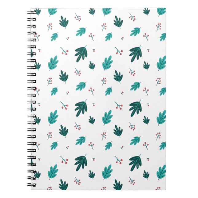 Evergreen Tree Blätter & Red Holly Berries Notizblock (Vorderseite)