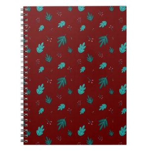 Evergreen Tree Blätter & Red Holly Berries Notizblock