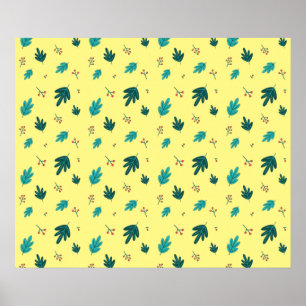 Evergreen Tree Blätter & Red Holly Berries Poster