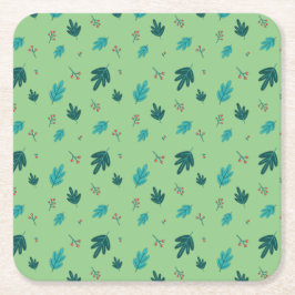 Evergreen Tree Blätter & Red Holly Berries Untersetzer