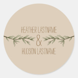 Evergreen Tree Branches Wedding Sticker