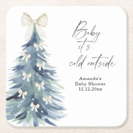 Evergreen tree mit Bohnen Baby Dusche Rechteckiger Pappuntersetzer