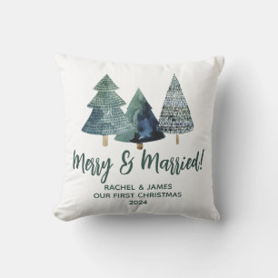 Evergreen Trees Erstes Weihnachtsfest froh und Ver Kissen