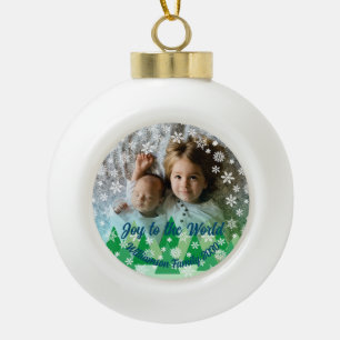 Evergreen Trees Weiße Schneeflocken Freude an der Keramik Kugel-Ornament