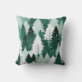 Evergreen Trees Winter Forest Snow Elegantes Dekor Kissen
