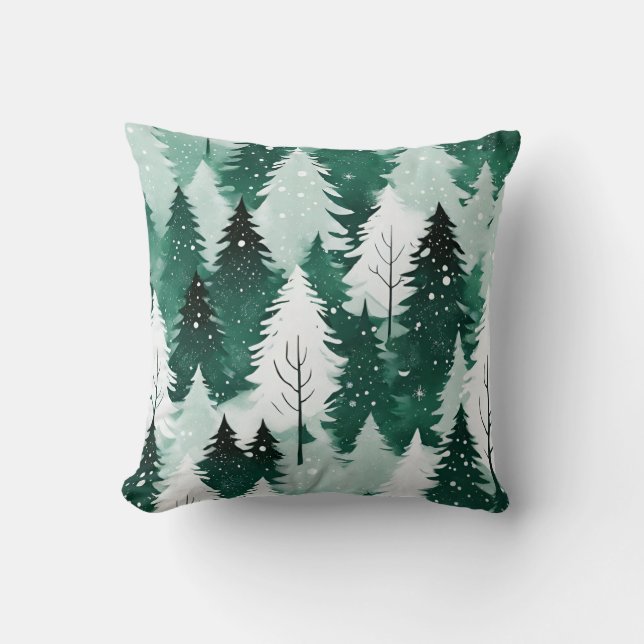 Evergreen Trees Winter Forest Snow Elegantes Dekor Kissen (Vorderseite)
