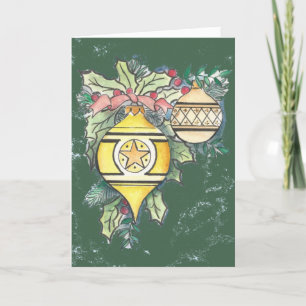 Evergreen und Gold II Design auf Grußkarten Feiertagskarte